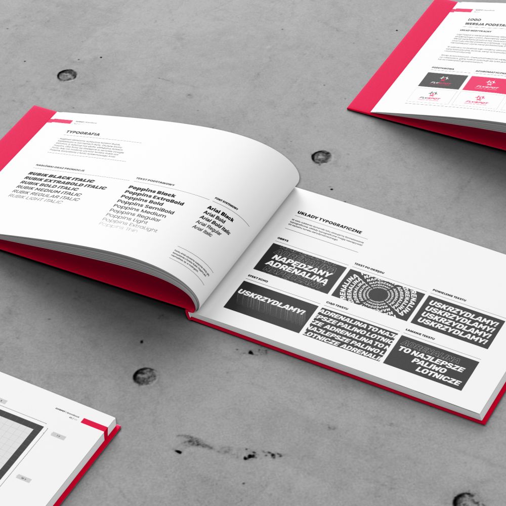 Flyspot brand book typografia