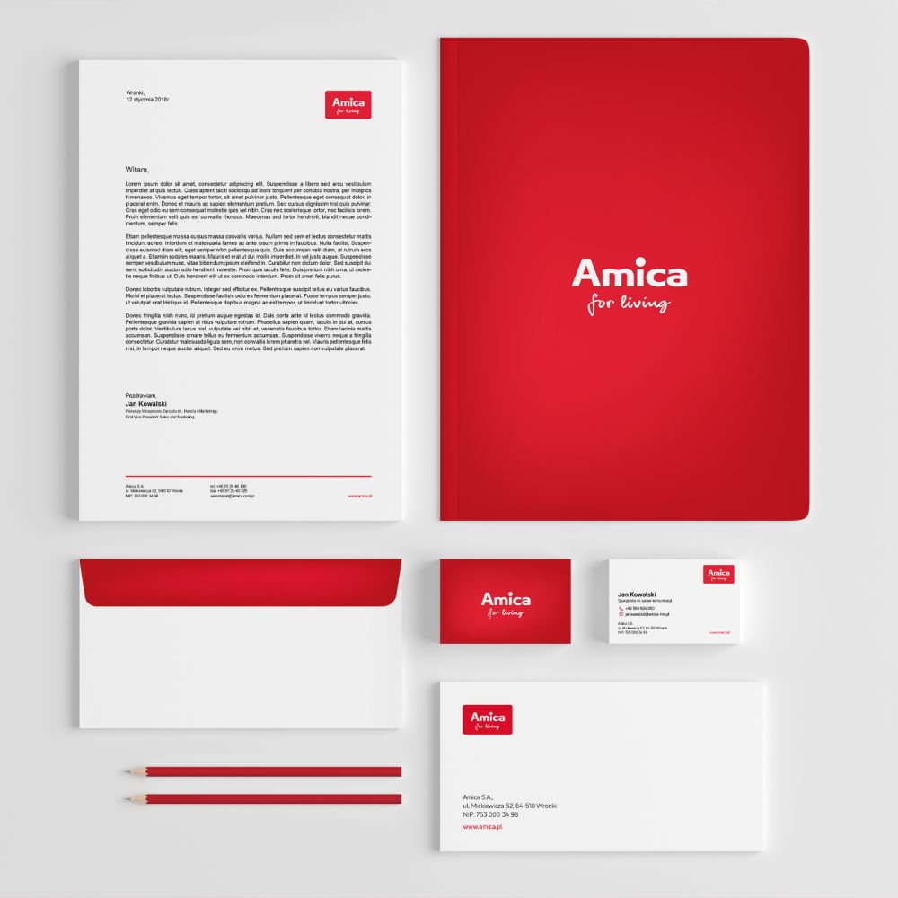 Amica materiały reklamowe papier firmowy