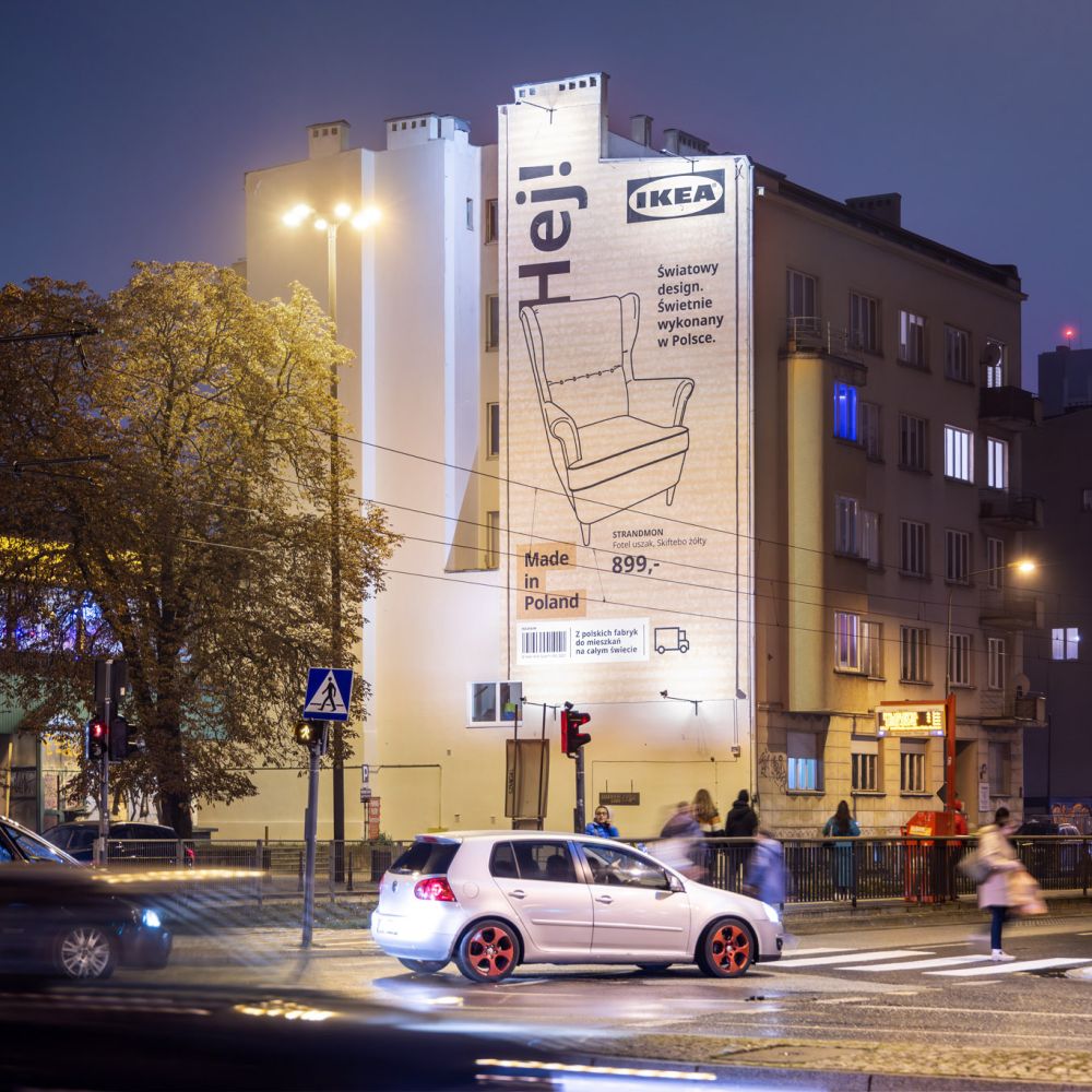 IKEA Hej! IKEA Murale Karton Łódź noc realizacja