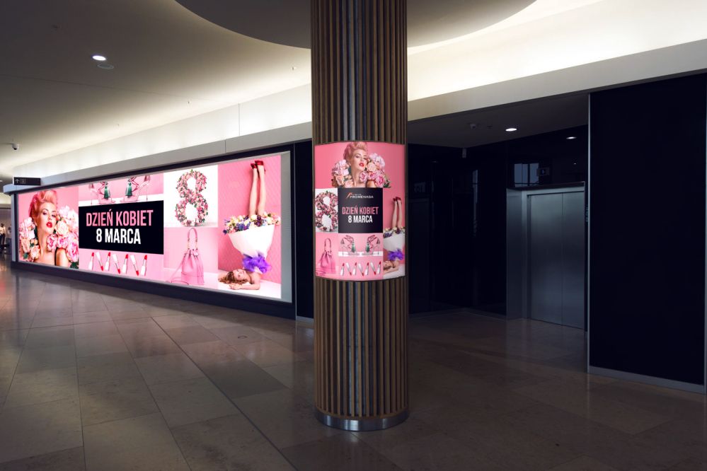 Atrium promenada centrum handlowe dzień kobiet reklamy