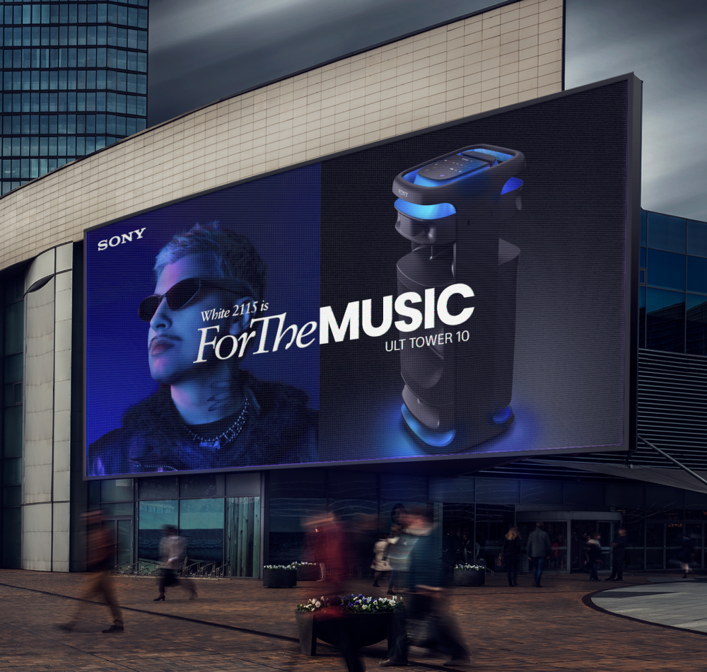 SONY White2115 ULT Power Sound reklama zwenętrzna dooh
