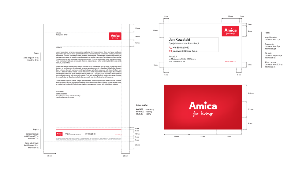 Amica materiały reklamowe papier firmowy budowa