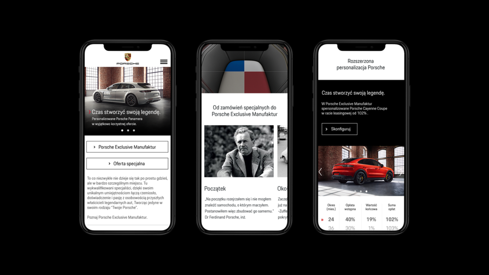 Porsche exclusive manufaktur landing page mobile