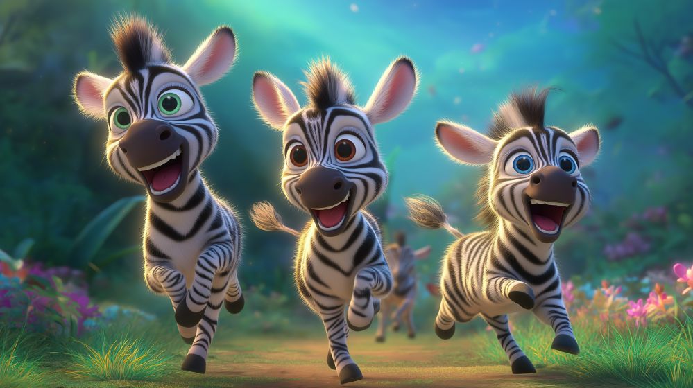 Ai for creativity concept fairy tale little zebras