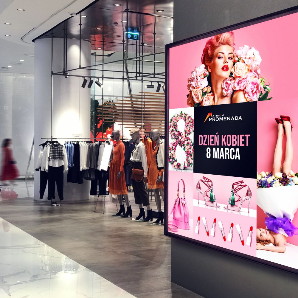 Atrium promenada centrum handlowe dzień kobiet reklama