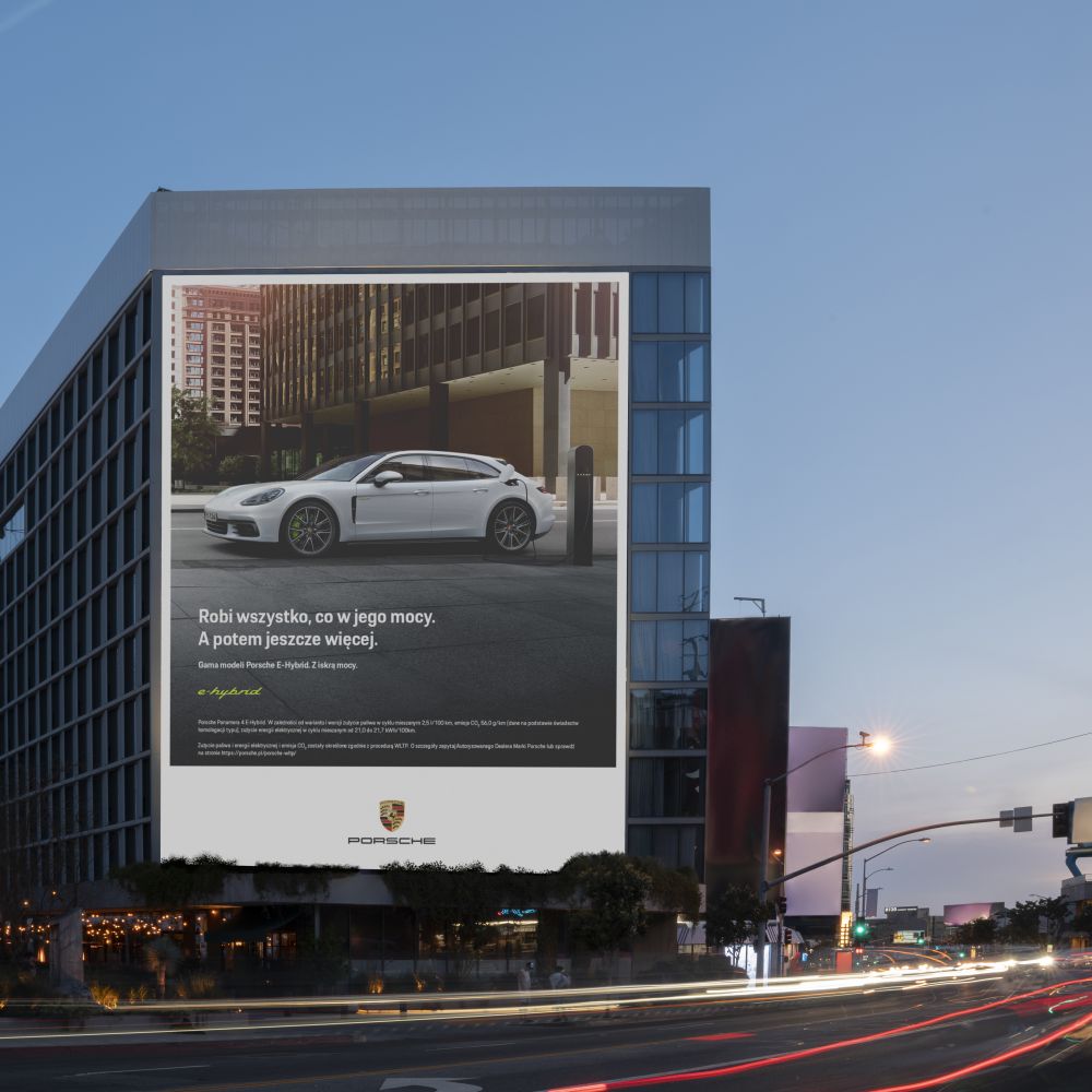 Porsche e hybrid kampania reklama zewnętrzna billboard