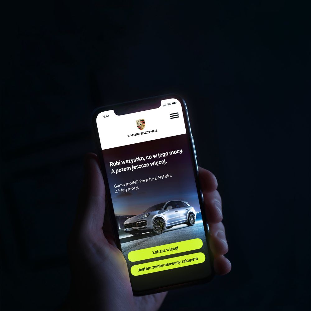 Porsche e hybrid kampania landing page mobile
