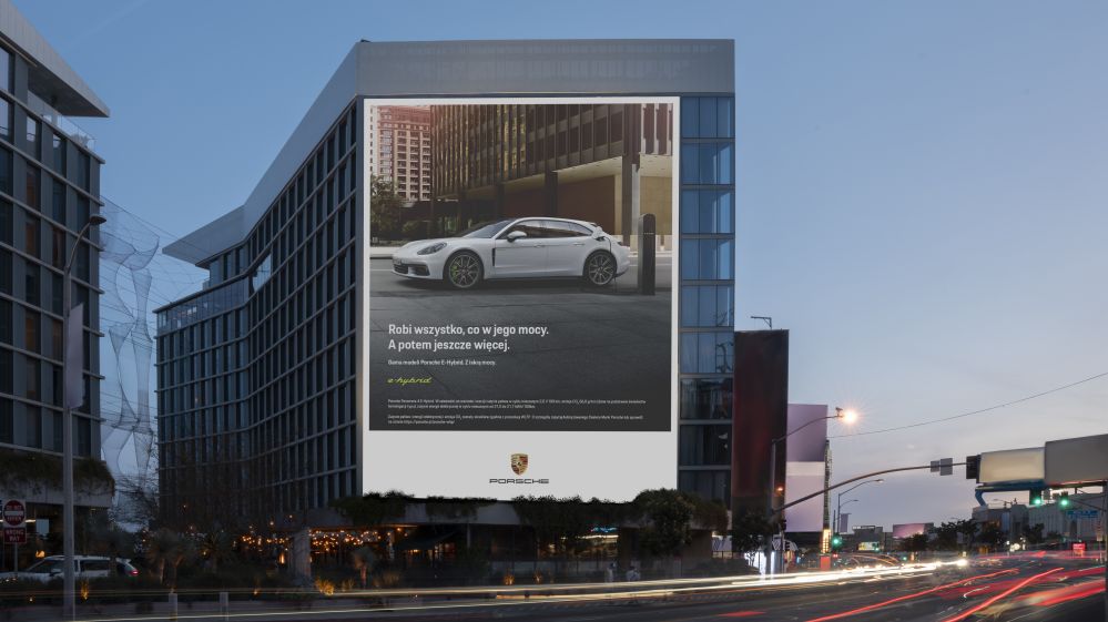Porsche e hybrid kampania reklama zewnętrzna billboard